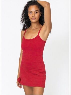 Los Angeles Apparel Red Ribbed Tank Mini Dress